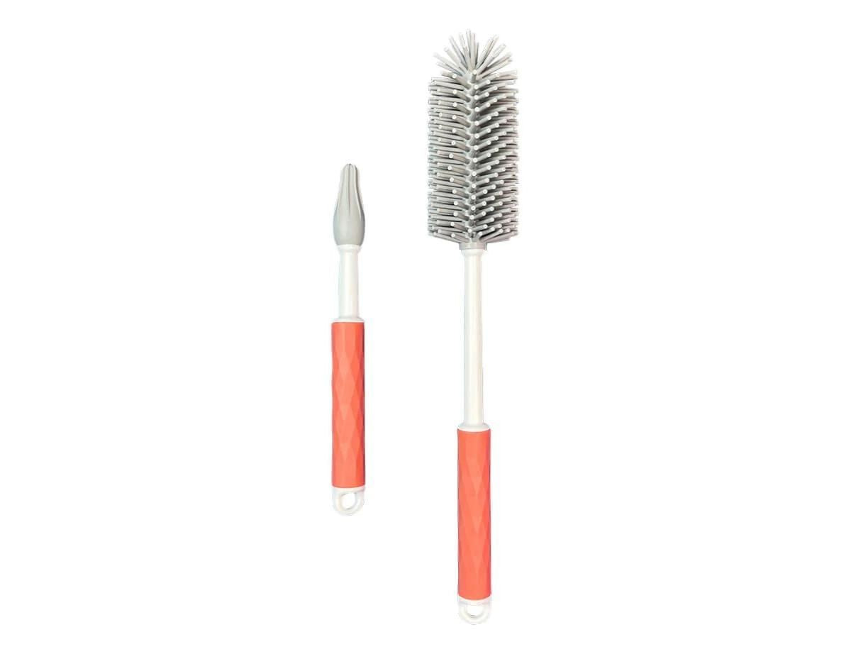 Silicone Baby Bottle, Pouch and Teat Brush Set - Clay