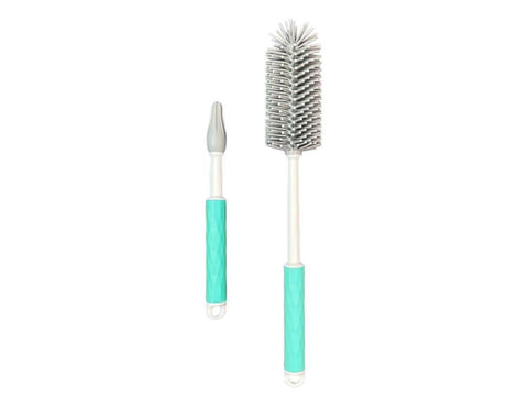 Silicone Baby Bottle, Pouch and Teat Brush Set - Mint