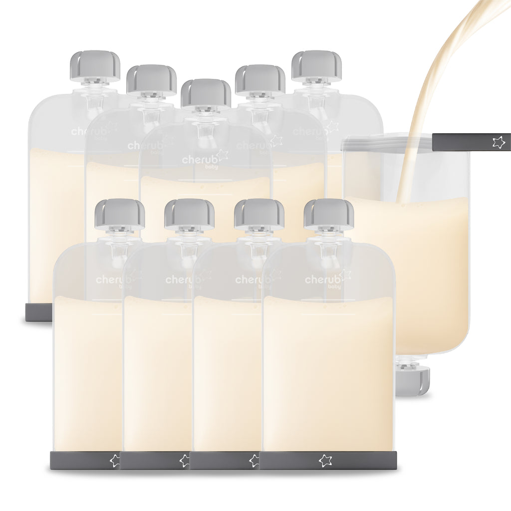 Reusable Silicone Breast Milk & Food Pouches 10PK 180ml