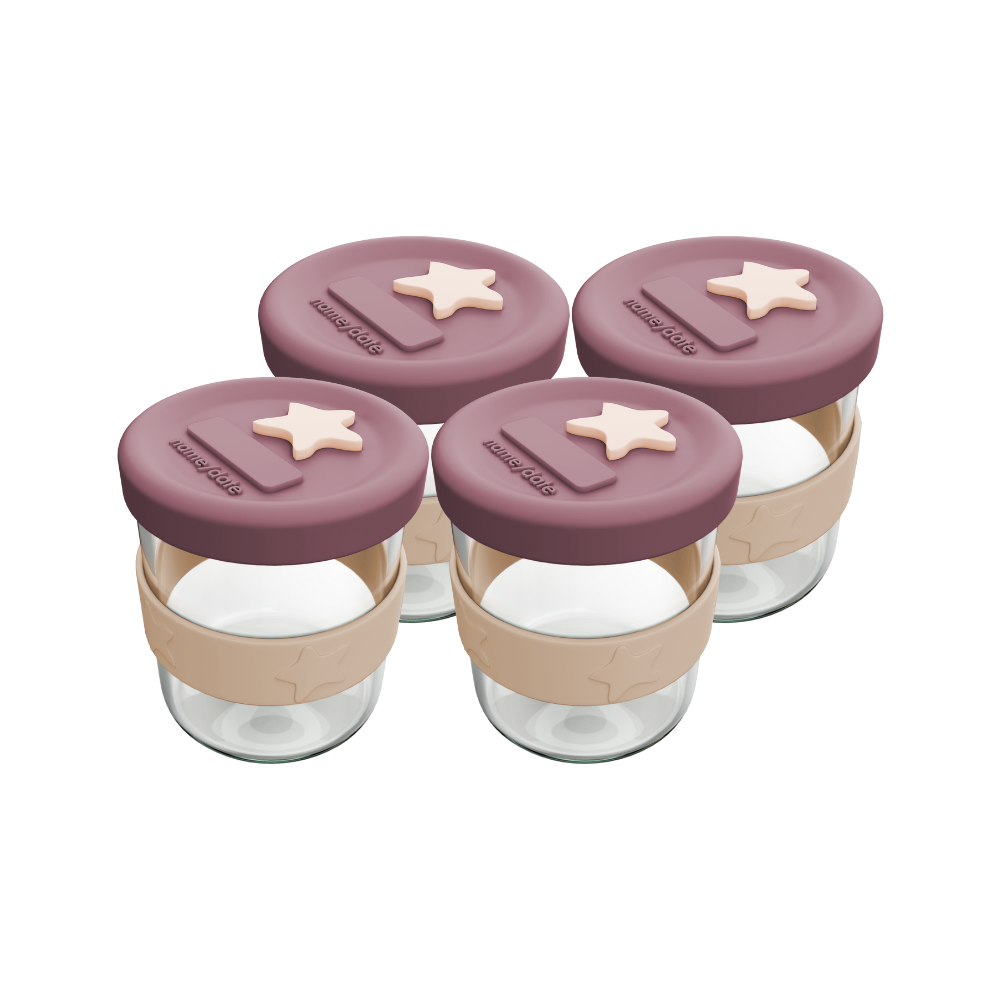 Silicone & Glass Food Storage Containers 4PK Dusty & Sand