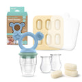 Silicone Baby Fresh Food Feeder & Nibble Tray & Replacement Net 2PK Bundle in Cerulean Sage & Sand
