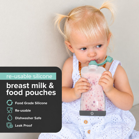 Reusable Silicone Breast Milk & Food Pouches 2PK 180ml