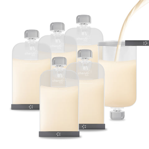 Reusable Silicone Breast Milk & Food Pouches 6PK 180ml