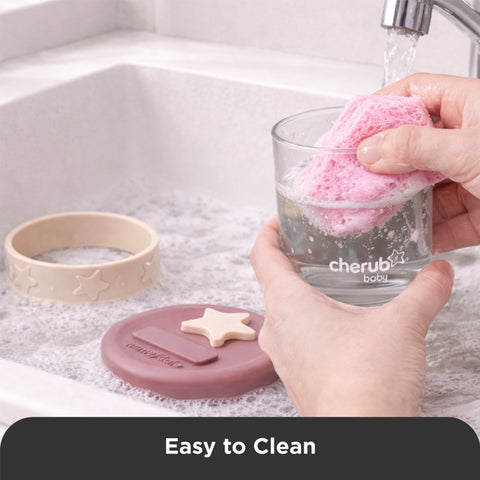 Silicone & Glass Baby Food Storage Containers 4PK 180ml - Dusty Rose & Sand