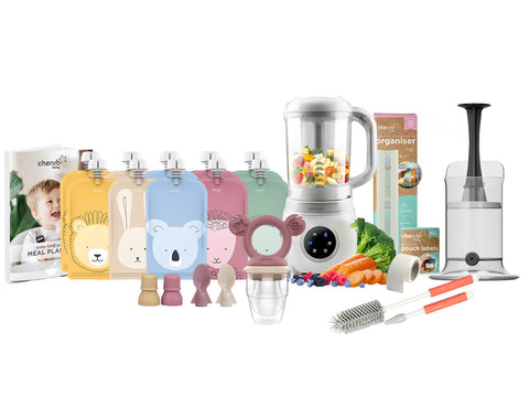 Automatic Baby Food Maker, Steriliser & Warmer Bundle Dusty Rose & Sand UK