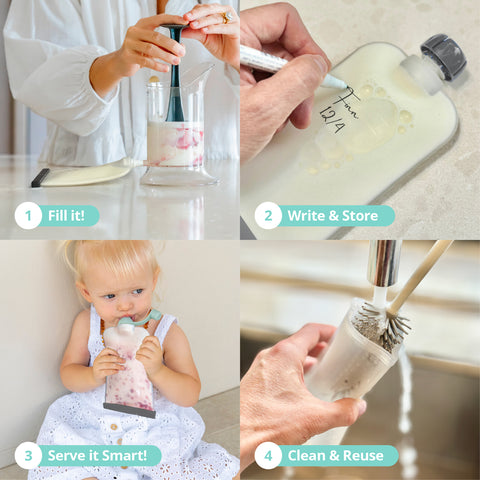 Reusable Silicone Breast Milk & Food Pouches 2pk 180ml