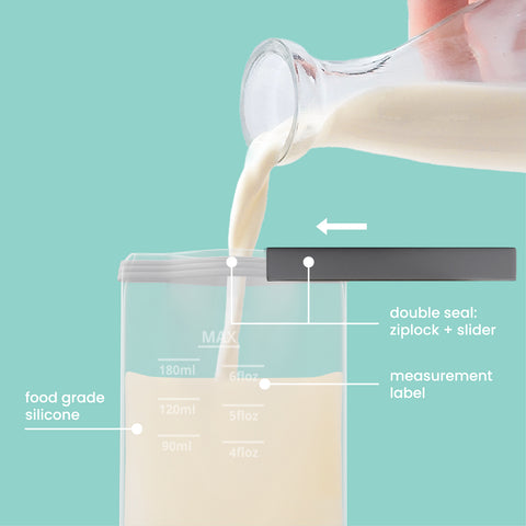 Reusable Silicone Breast Milk & Food Pouches 5pk 180ml