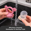 Silicone Baby Fresh Food Feeder & Nibble Tray & Replacement Net 2PK Bundle in Dusty Rose & Sand