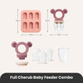 Silicone Baby Fresh Food Feeder & Nibble Tray & Replacement Net 2PK Bundle in Dusty Rose & Sand