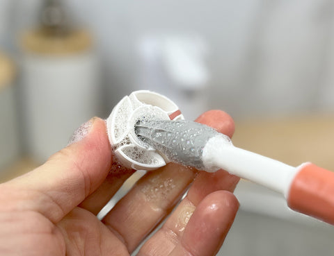 Silicone Baby Bottle, Pouch and Teat Brush Set - Clay - Cleaner Brush