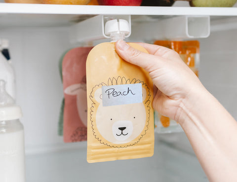 On the Go Reusable Baby Food/ Yoghurt Pouches | Bundle Kit | Dusty Rose & Sand