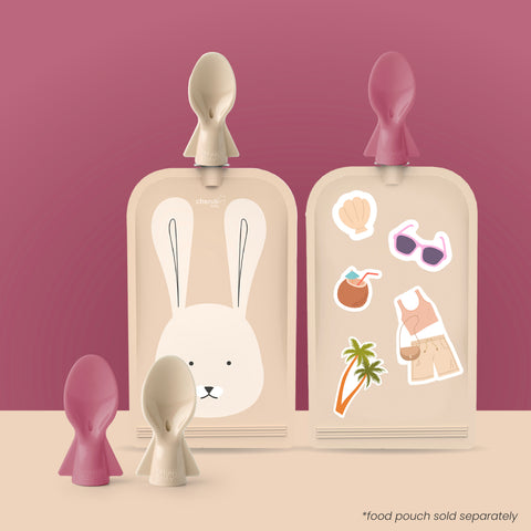 Universal Baby Food Pouch Spoons 2PK in Dusty Rose & Sand