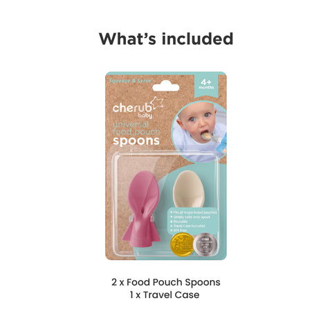 Universal Baby Food Pouch Spoons 2PK in Dusty Rose & Sand