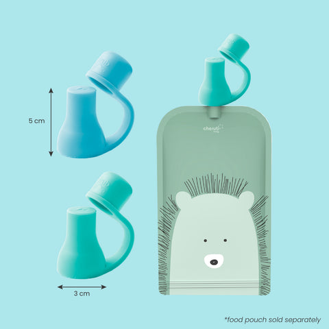 Silicone Baby Food Pouch Soft Spouts 2PK in Cerulean & Sage