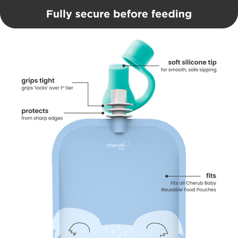 Silicone Baby Food Pouch Soft Spouts 2PK in Cerulean & Sage