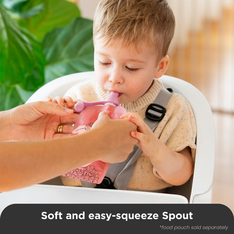 Silicone Baby Food Pouch Soft Spouts 2PK in Dusty Rose & Sand