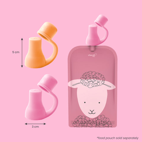 Silicone Baby Food Pouch Soft Spouts 2PK in Dusty Rose & Sand