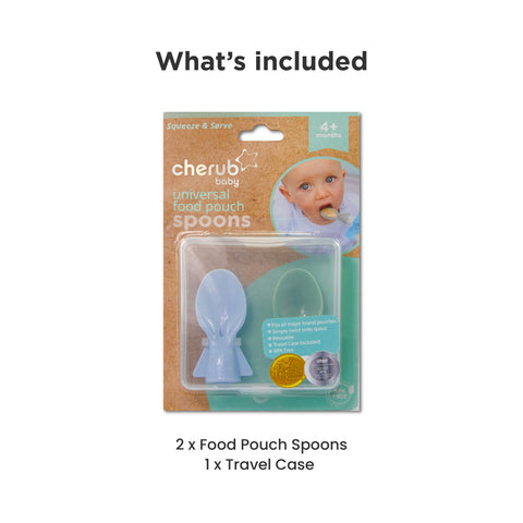 Universal Baby Food Pouch Spoons 2PK in Cerulean & Sage