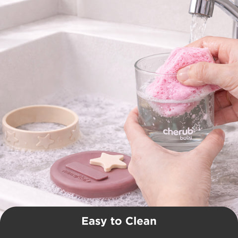Silicone & Glass Baby Food Storage Containers 6PK 120ml in Dusty Rose & Sand
