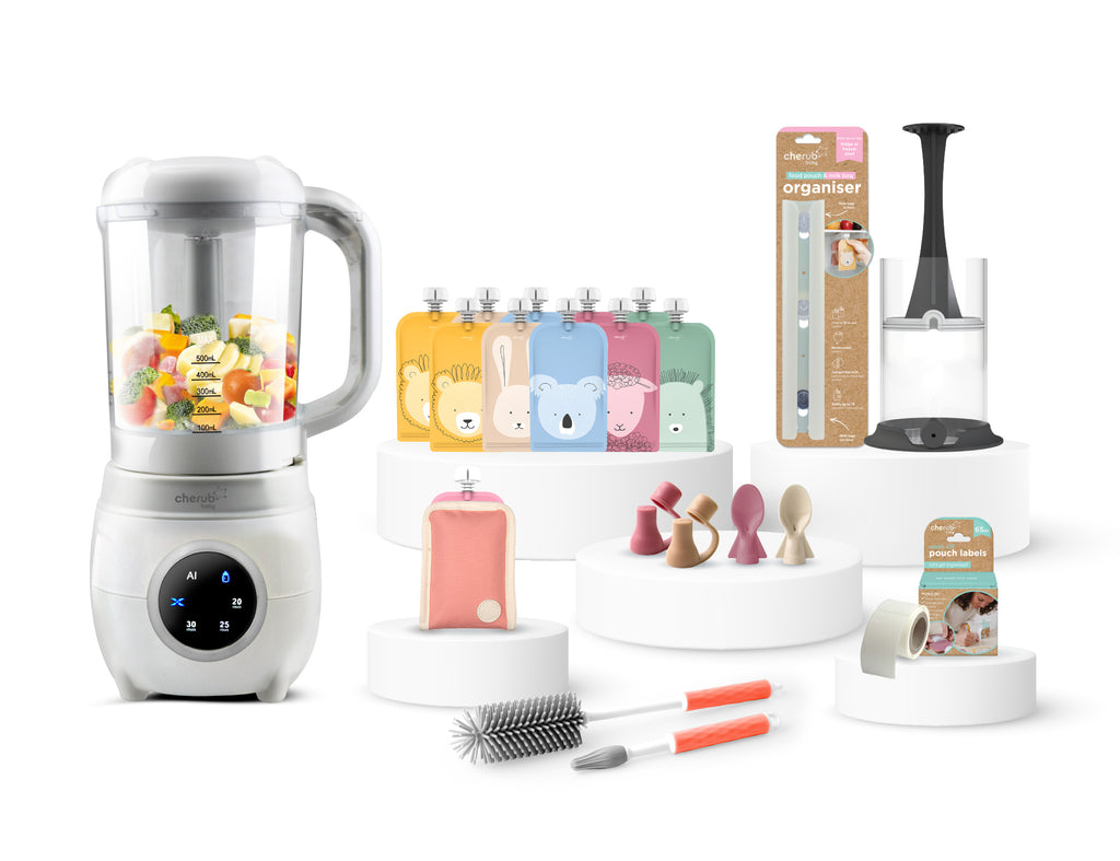 Automatic Baby Food Maker, Steriliser & Warmer Bundle Dusty Rose & Sand UK