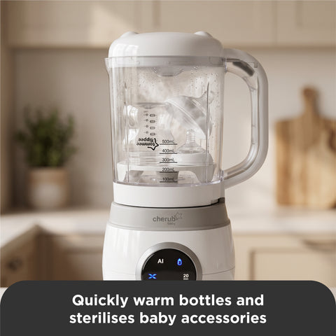 Automatic Baby Food Maker, Steriliser & Warmer Bundle in Cerulean & Sage