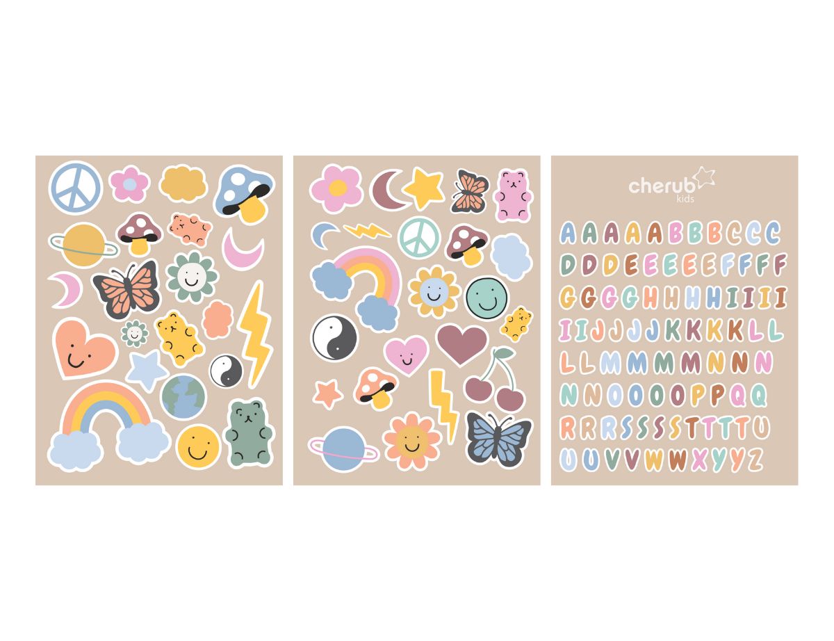 Reusable Food Pouch Personalized Name & Picture Sticker Set RETRO 130+ Stickers