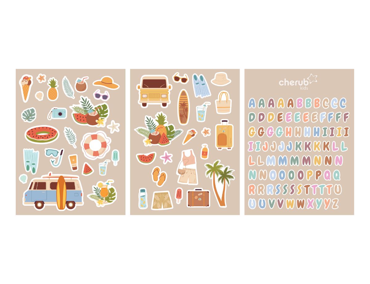 Reusable Food Pouch Personalized Name & Picture Sticker Set SUMMER VIBES 130+ Stickers