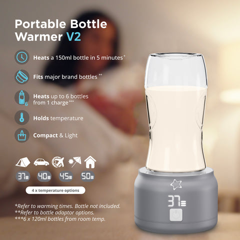 Universal Portable Bottle Warmer V2 + Adaptors - Baby Breast Milk and Formula Warmer