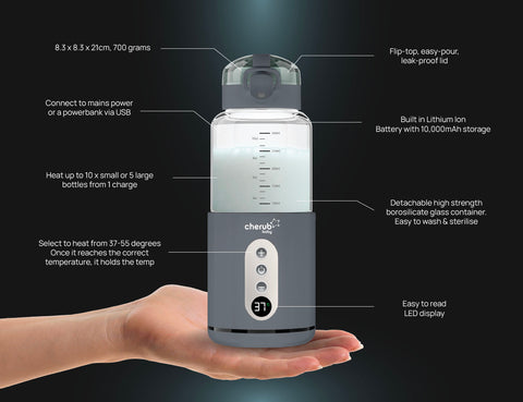 Anywhere Portable Bottle Warmer PRO Slate - Breast Milk and Formula Warmer UK