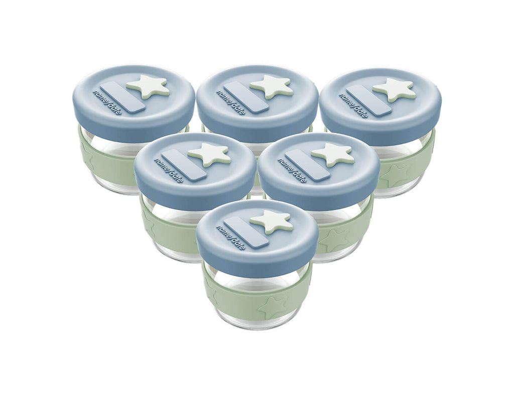 Silikon- & Glas-Babynahrungsbehälter 6er-Pack 120ml - Cerulean Sage - Püreebehälter