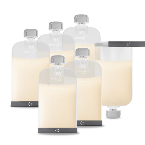 Reusable Silicone Breast Milk & Food/Yoghurt Pouches 6pk 180ml