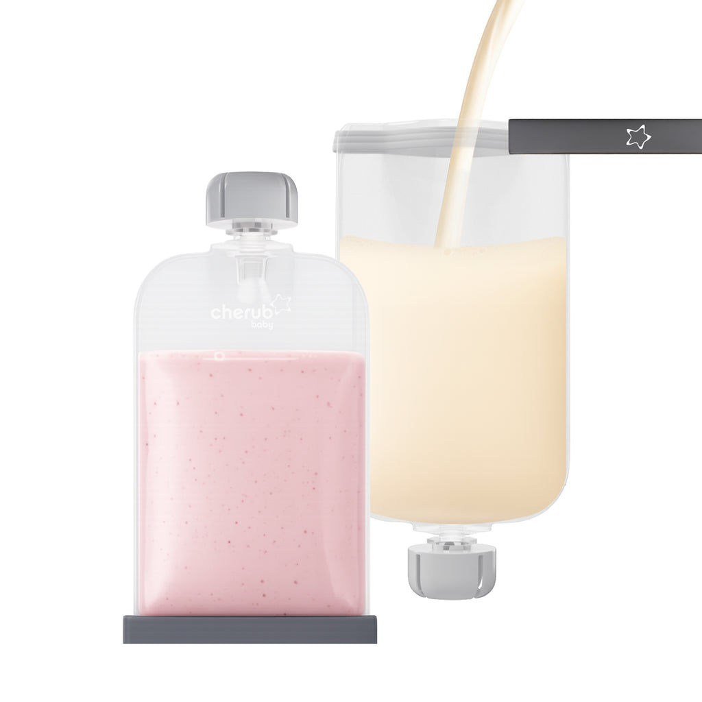 Wiederverwendbare Silikonbeutel für Muttermilch & Babynahrung / Joghurt, 2er-Pack, 180ml