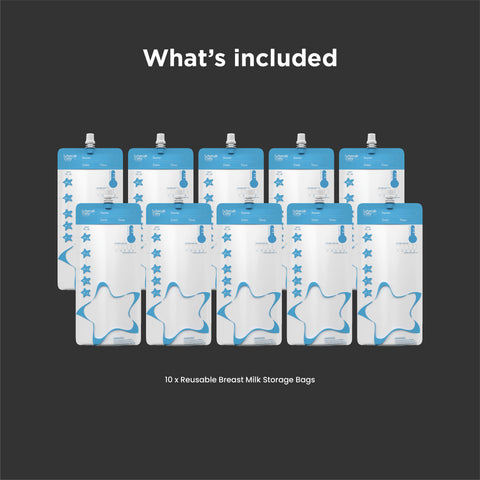 100 Uses Reusable Breast Milk Storage Bags 10PK